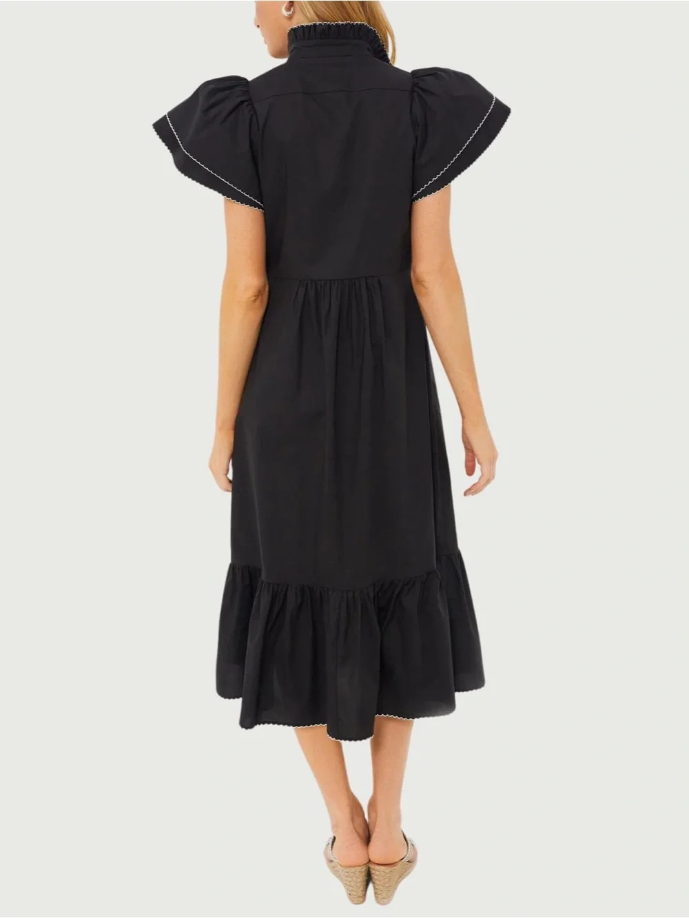 Tuckernuck Black Alice  Midi Dress with Contrast Piping size medium - Picture 3 of 9